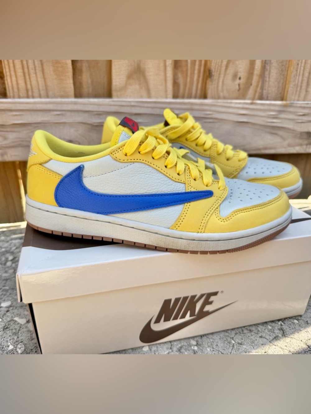 Nike Yellow and Blue Low-Top Sneakers with White Base